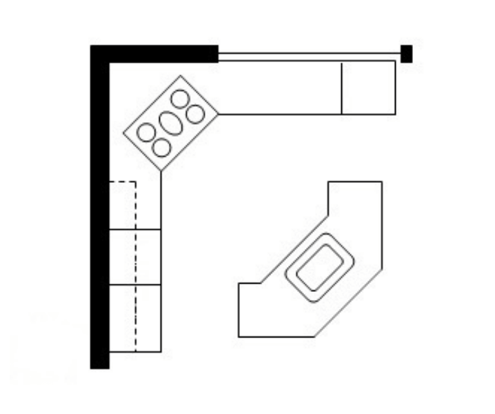 Планировка кухни буквой г