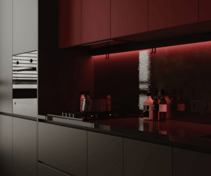 черно-красный гарнитур на кухне