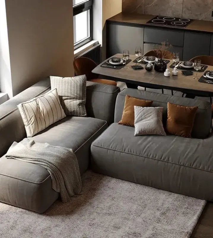 большой стильный диван Boca Navi серый в гостиную