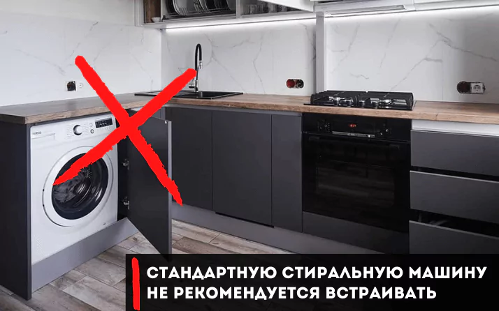 размещение встроенной техники стиральная машина на кухне фото
