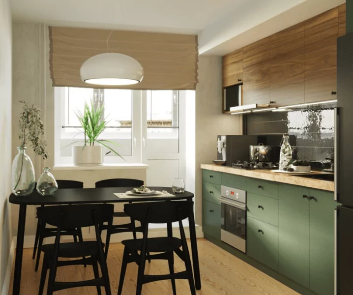 Зеленый цвет в интерьере кухни (58 фото)